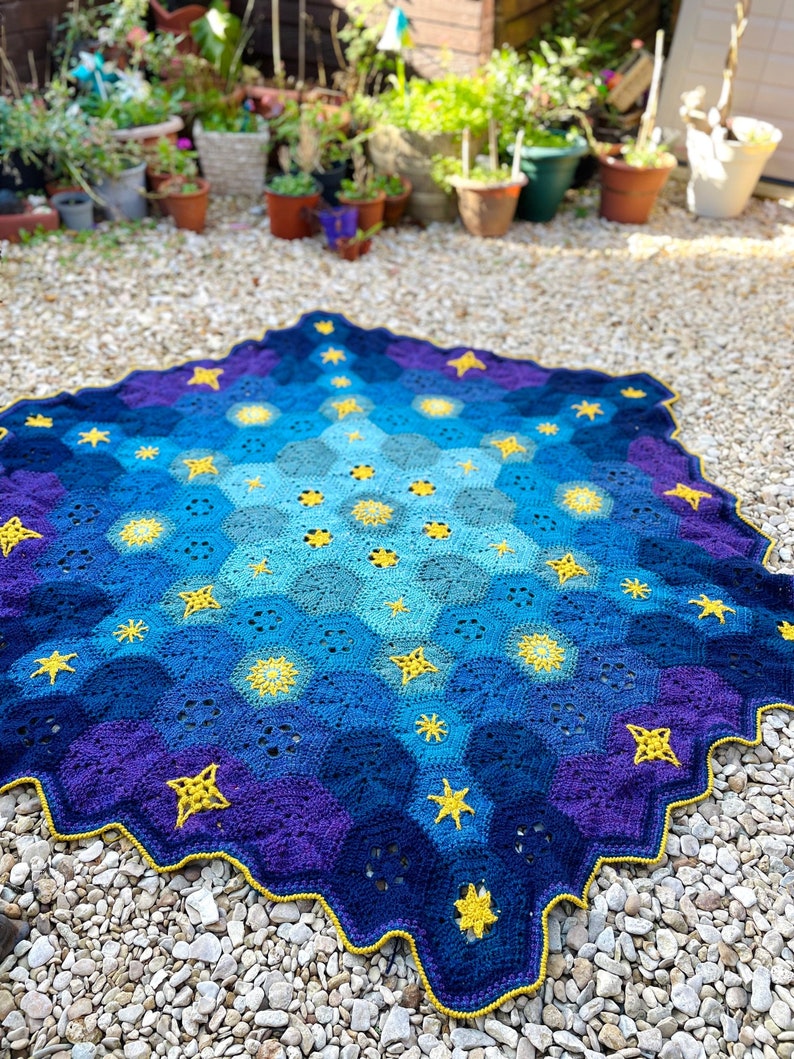 Blue Starlite Blanket Crochet Pattern