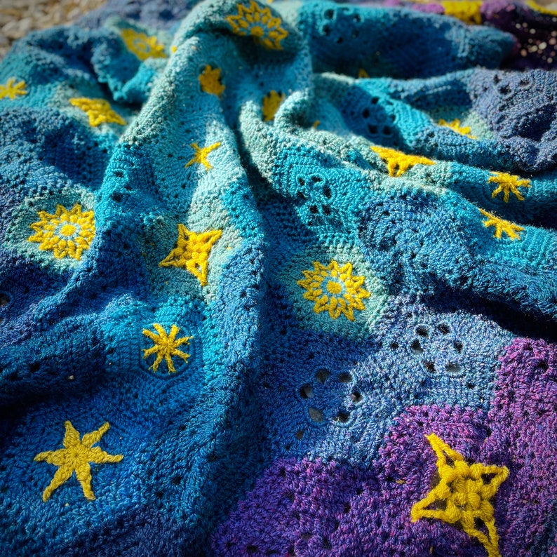 Blue Starlite Blanket Crochet Pattern