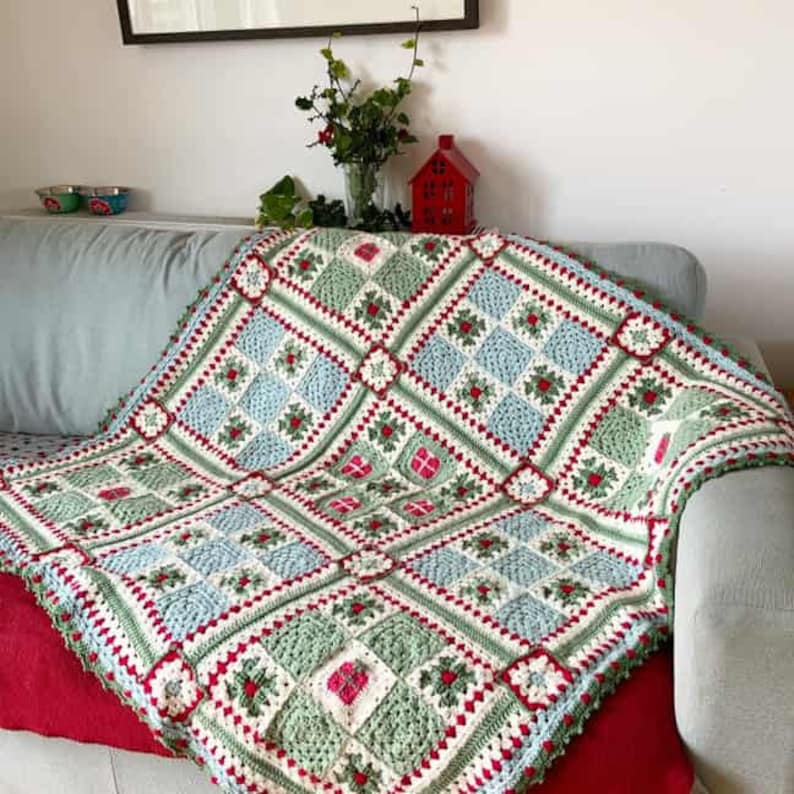 Vintage Holiday Patchwork Blanket Crochet Pattern