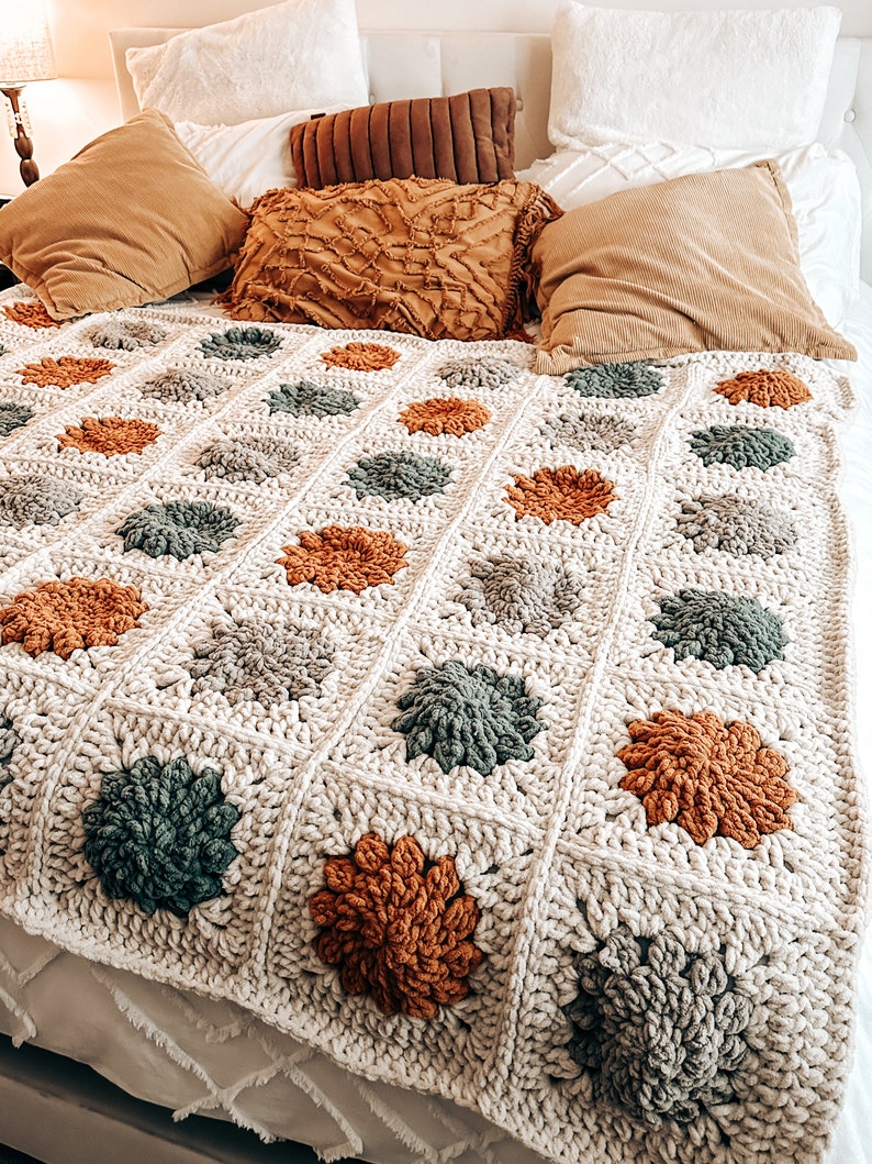 Frosted Blooms Blanket Crochet Pattern