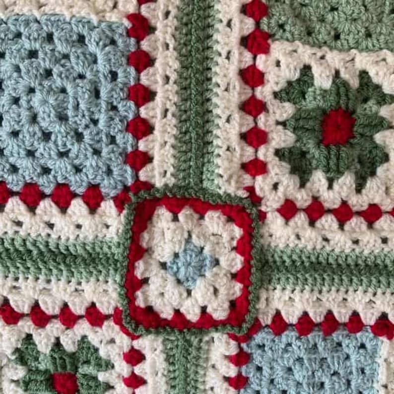 Vintage Holiday Patchwork Blanket Crochet Pattern