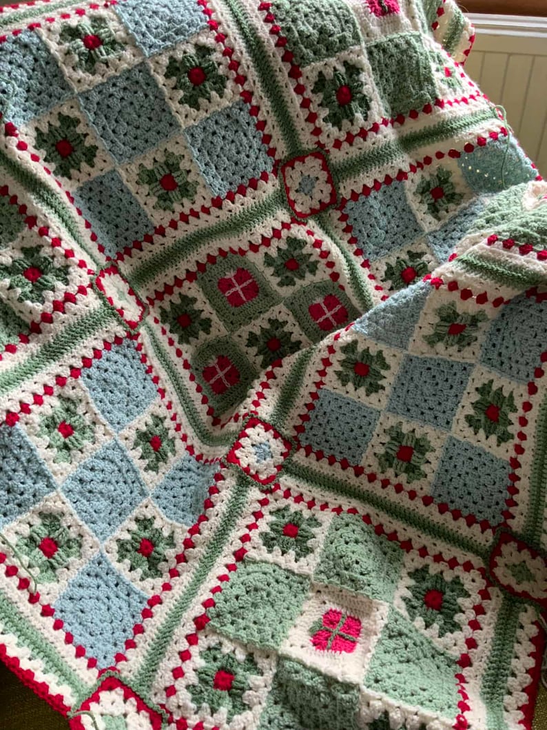 Vintage Holiday Patchwork Blanket Crochet Pattern