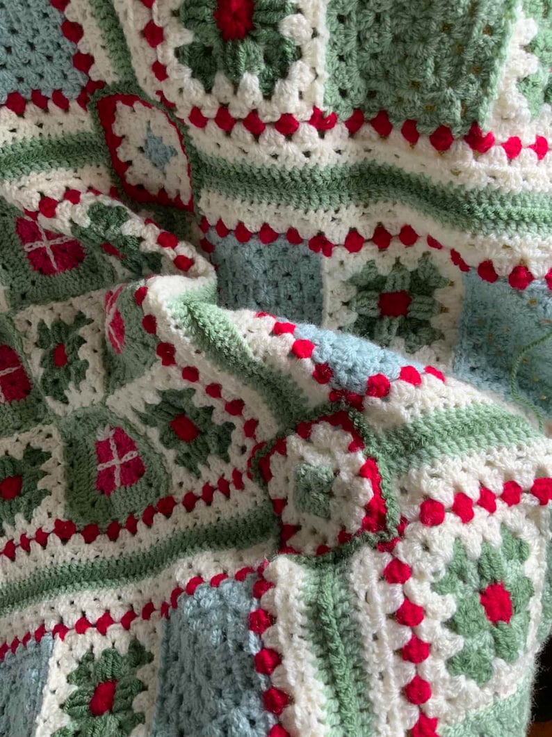 Vintage Holiday Patchwork Blanket Crochet Pattern